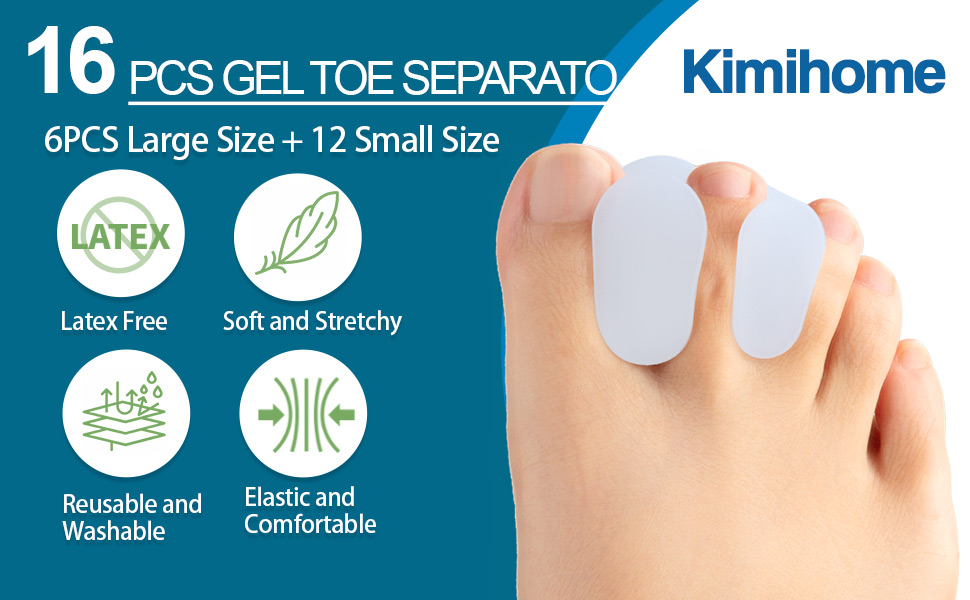 Kimihome 16 Packs Gel Toe Separator，Toe GasketRedress Overlapping Toes, Prevent