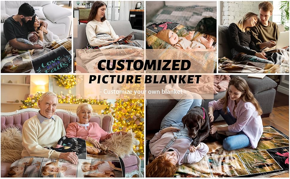 LMNHUOTR TwoSided Customized Blankets with Photos Text