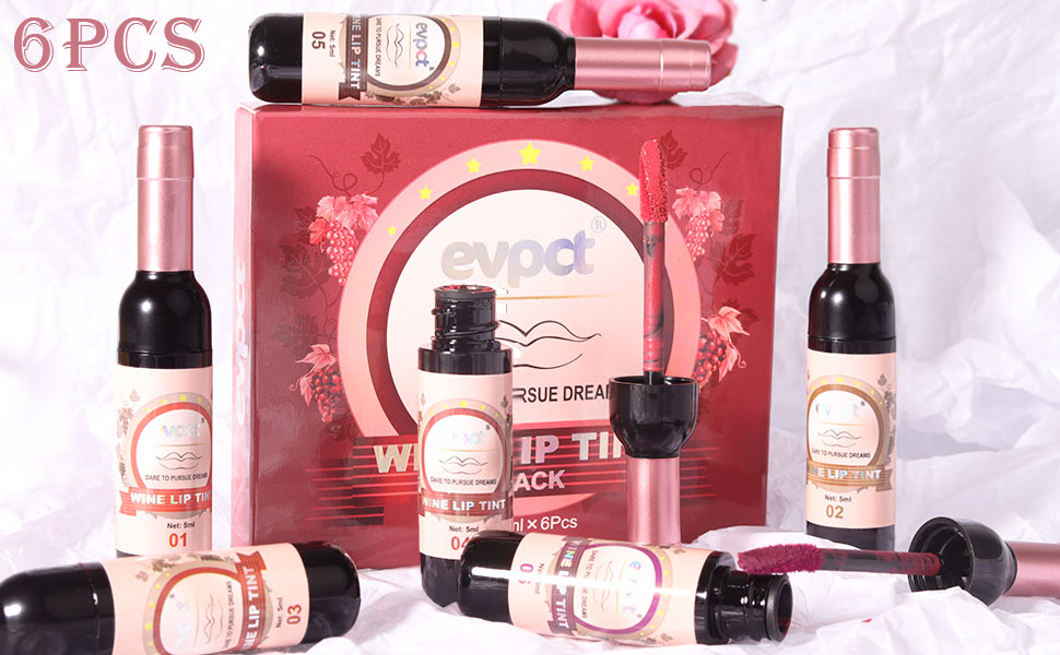 6 Colors wine lip stick 