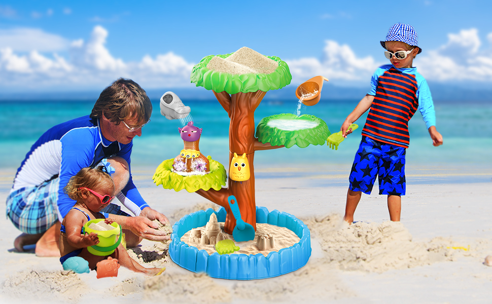 deAO Beach Tree Sand and Water Table Sand Pit Water Table Children Garden Toy Beach Play