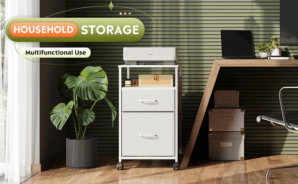 DEVAISE 2 Drawer Mobile File Rolling Printer Stand