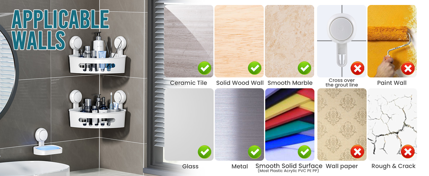 TAILI Corner Shower Caddy Suction Cups Heavy Duty,Small