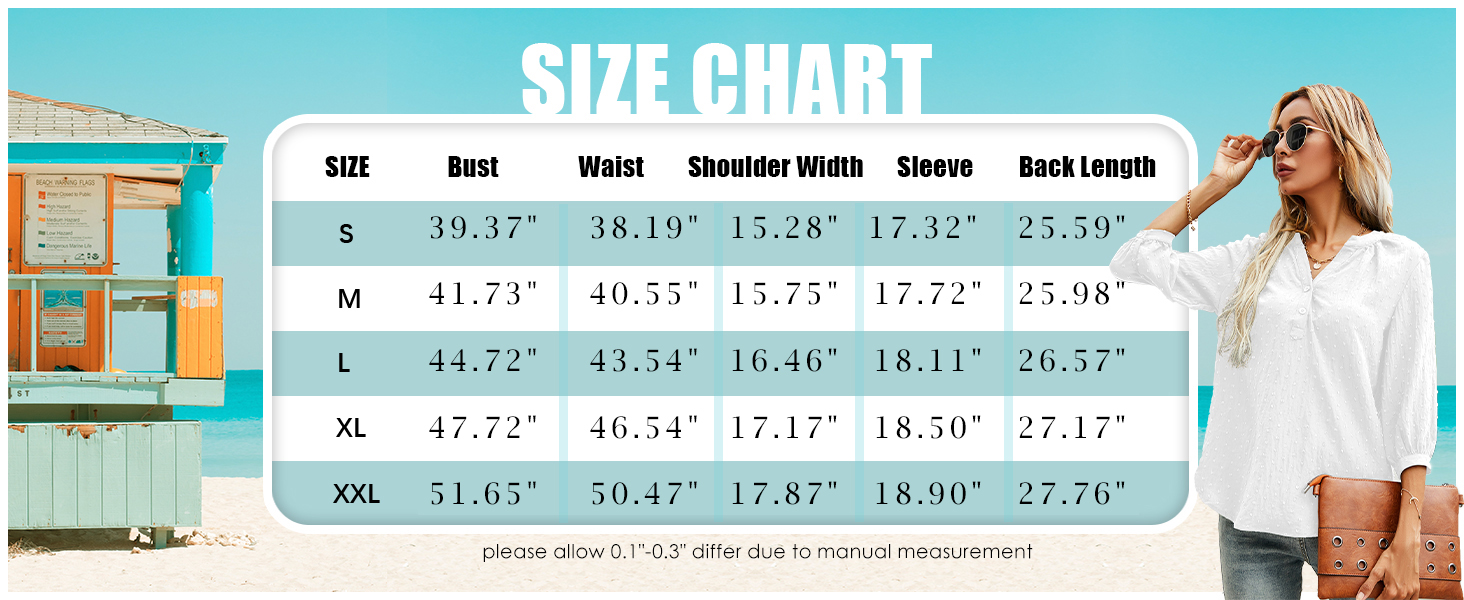 3/4 Length sleeve womens tops