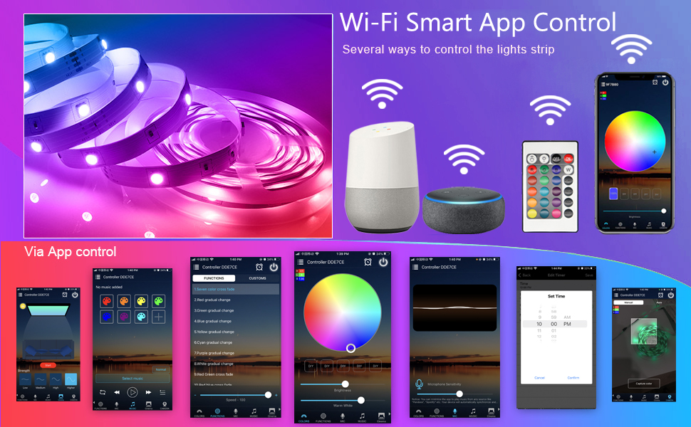 15M WiFi LED Strip Lights, CGN Smart Rope Lights RGB 5050 Color