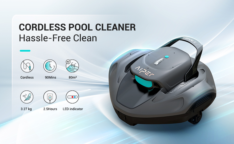 (2023 New) AIPER Dive E Cordless Robotic Pool Cleaner, Pool Vacuum with