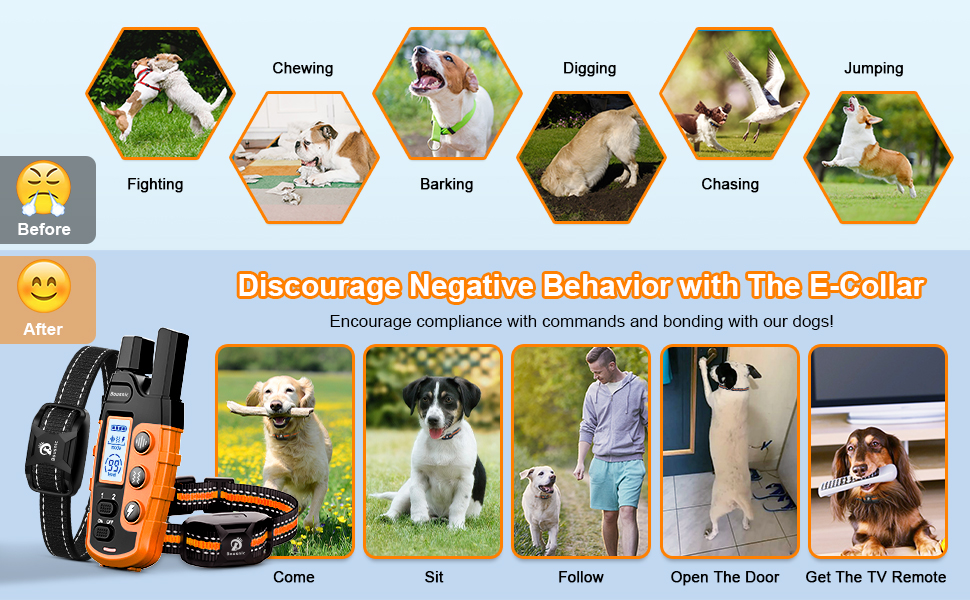 Bousnic Dog Shock Collar 2 Dogs (5120Lbs) 3300 ft Waterproof Training Collar for Dogs Large