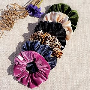 multiple colors of hair scrunchies 