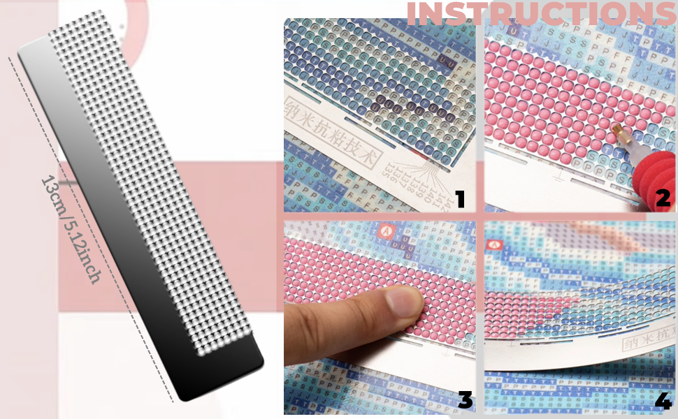 5D Diamond Painting Ruler, DIY Rhinestone Embroidery Stainless Steel Painting Ruler Dot Drill