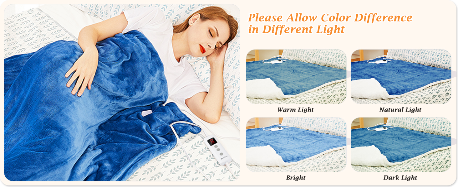 Mia&Coco Electric Heated Blanket Throw Flannel Sherpa Fast Heating 50