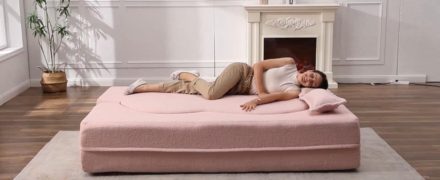 Loveseat Couch, Foam Folding Mattress Sleeper