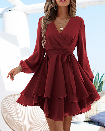 V Neck Short Wrap Dresses