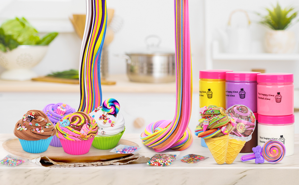 Elover Ice Cream Slime Kit for Girls and Boys Fluffy DIY