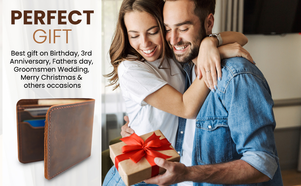 mens wallet is made of 100% genuine crazy horse leather, perfect gift for your men father husband