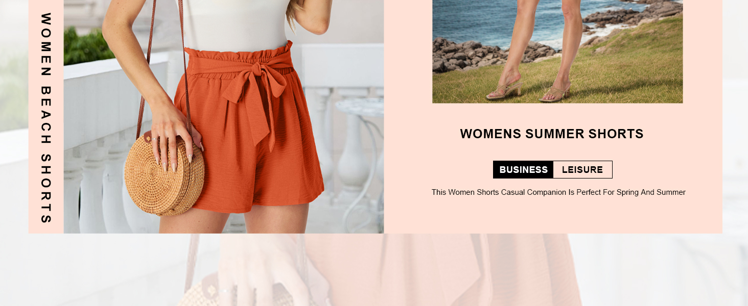 Ladies'shorts with elastic waistband pleated drawstring design summer leisure shorts