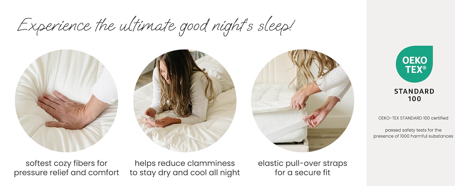 detailed look, elastic pull-over straps for a secure fit, softest fibers for support and comfort