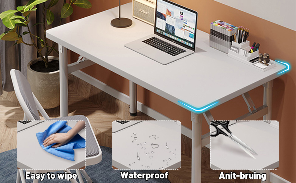 HDHNBA Modern Simple Style PC Table Folding Desk No Assembly Required