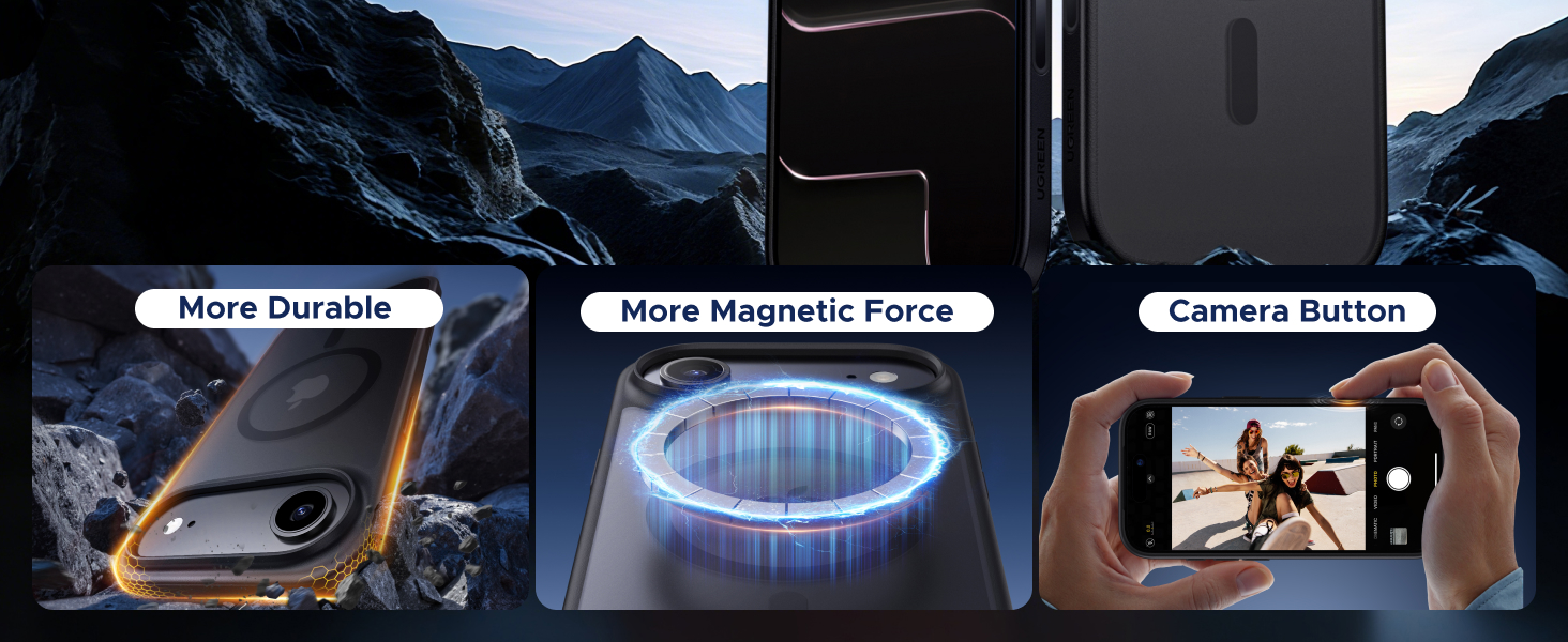 Three panel image showing gaming setup with circular blue light effect, appears to be promotional material for gaming accessory or feature.