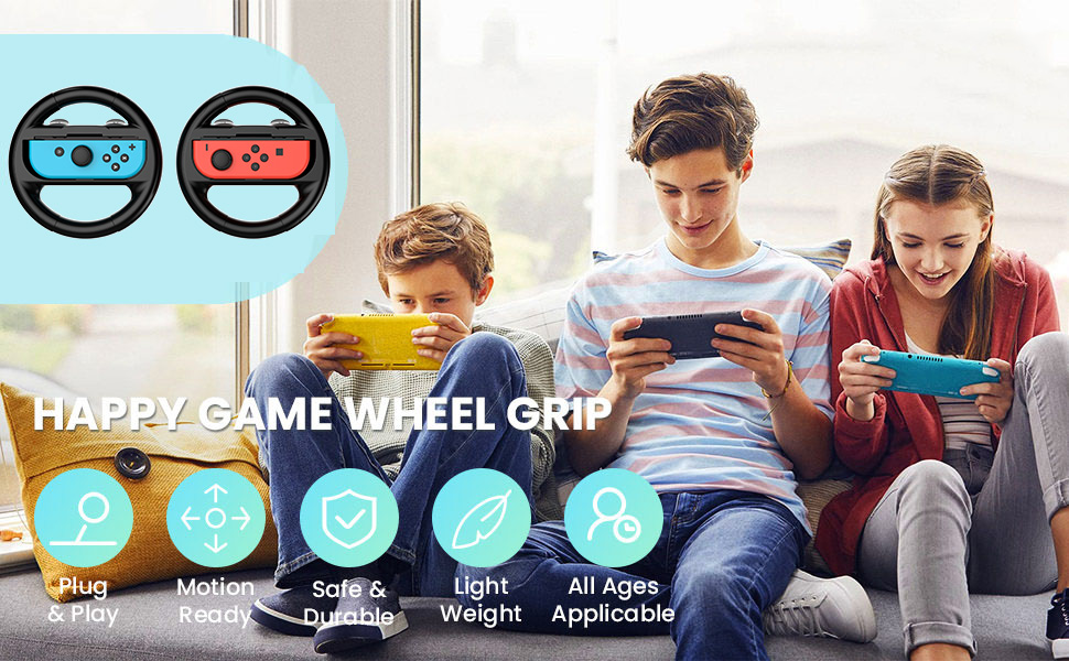 QIHEBEN Steering Wheel Compatible with Nintendo Switch Wheel, Racing Games Steering Wheel Family