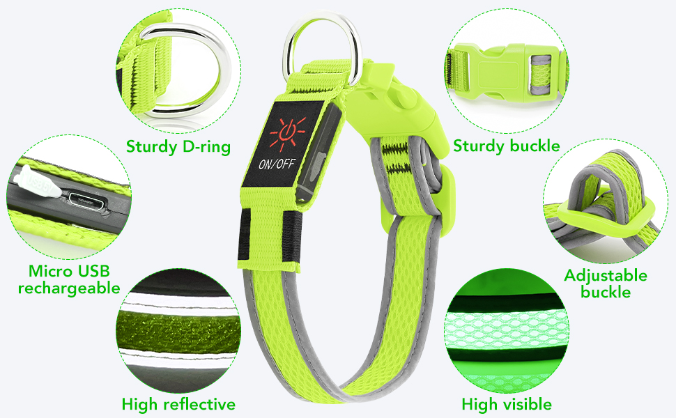 BSEEN Light Up Dog Collars Glow in The Dark Puppy
