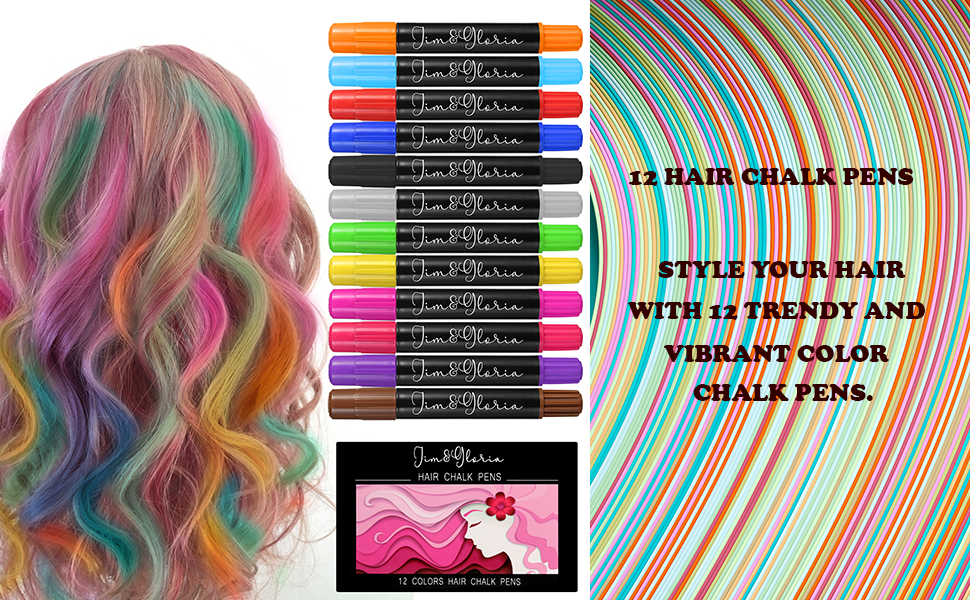 Jim&Gloria Face Paint Temporary Tattoo Pen with Hair Chalk Set