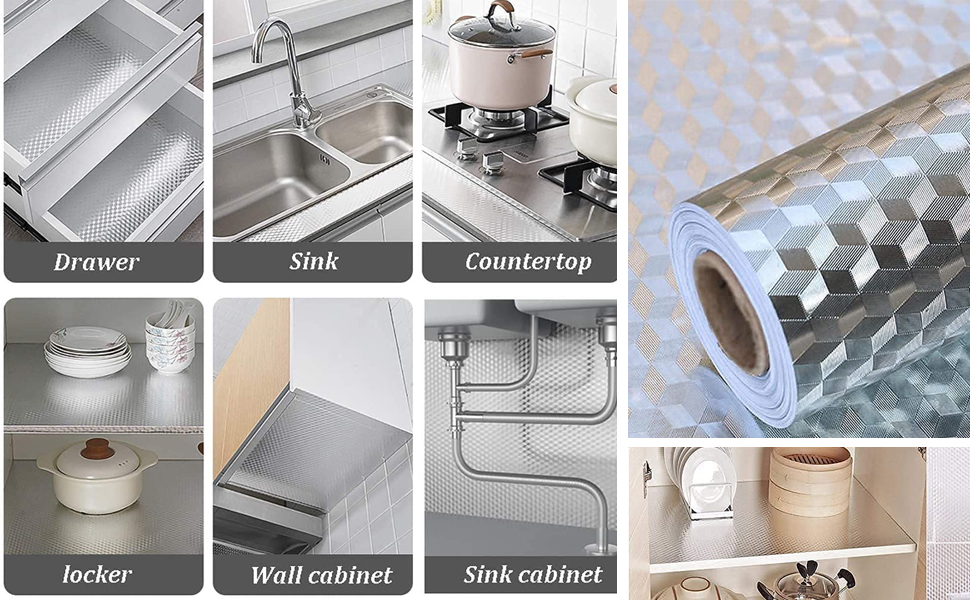 SIXSIGMA 2 m Aluminium Foil Stickers, Oil Proof, Kitchen Backsplash