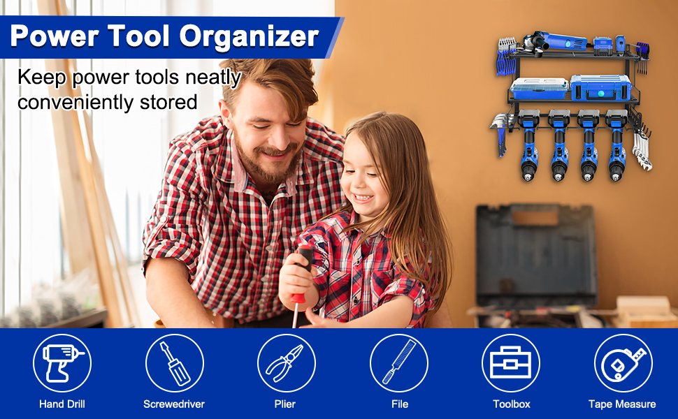 BNNMKL Power Tool Organizer Wall Mount, 3 Layers Cordless