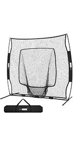 7 x 7 Feet Baseball Backstop Softball Practice Net with Strike Zone Target and Carry Bag
