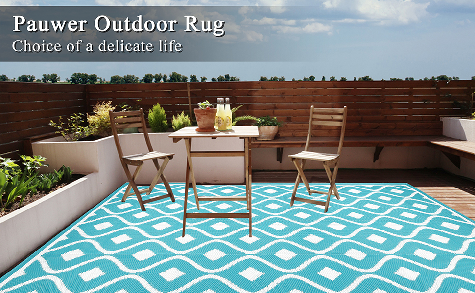 Pauwer Outdoor Rug 5'x7' Waterproof Patio Rug Reversible Mats Outdoor