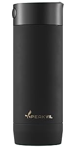 Amazon.com: Peakvil 16 Oz Insulated Coffee Mug with Push Button Lid ...