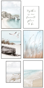 Poster living room beach sea mountains water ppampas grass