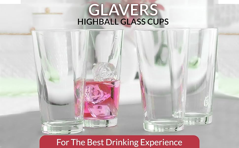 Glaver's Drinking Glasses Set of 4, 17 Oz. Coolers