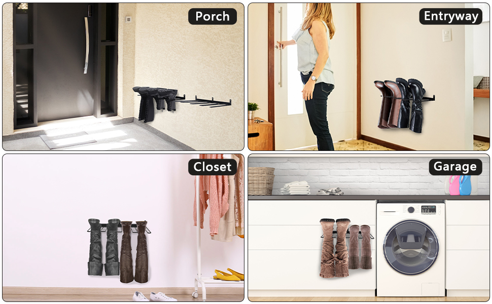 LINGSFIRE 2 Pack Boot Rack Wader Hanger, Metal Boot Drying Rack Wall