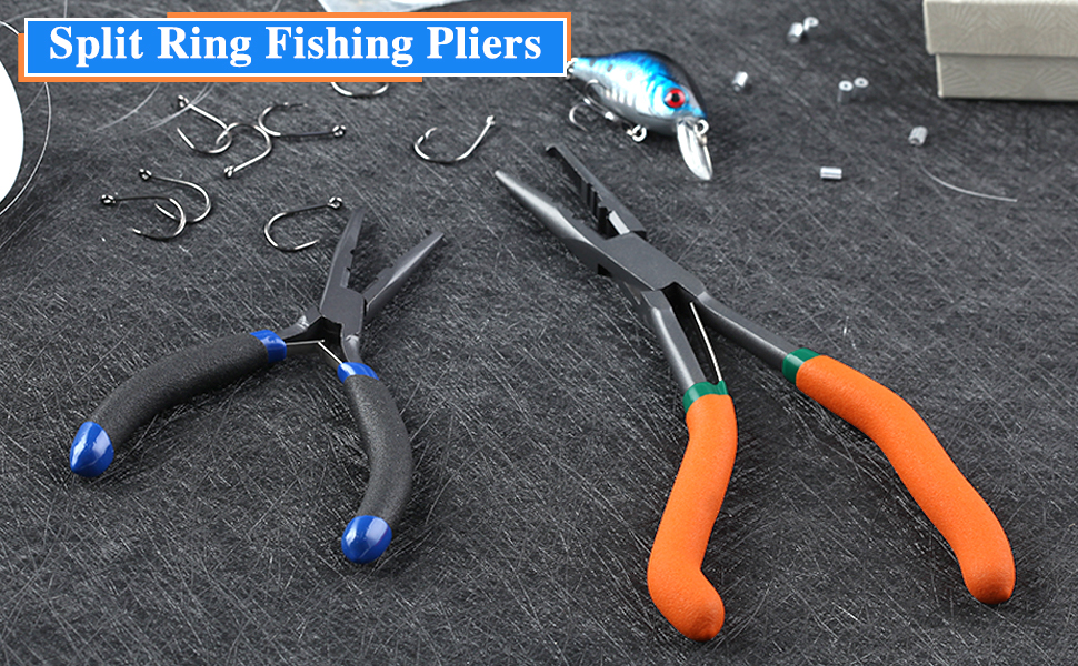 LEONTOOL 8 Inches Pistol Grip Split Ring Fishing Pliers Muti-Function Fishing Pliers with line Cutter Hook Removers Fishing Crimping Tool with Non-slip Handles Saltwater Resistant Fishing Gear 11 2