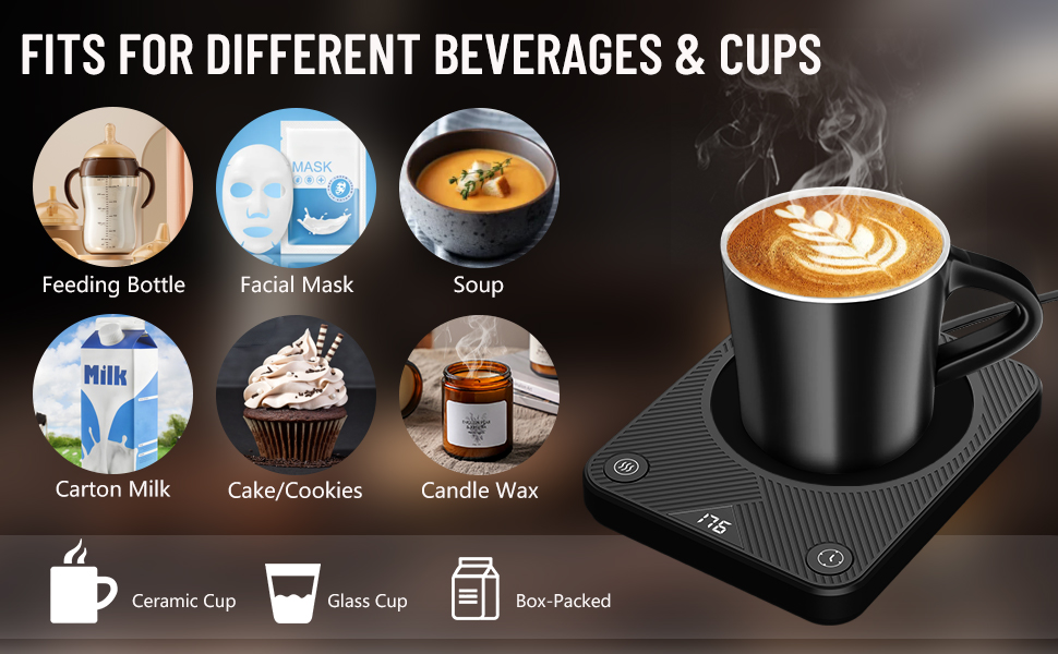 Mug Warmer, Coffee Mug Warmer with 3 Temperature Settings, Coffee Warmer for Desk Auto Shut Off