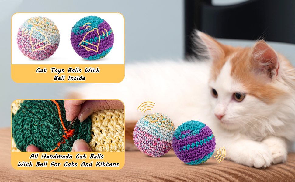 Retro Shaw Cat Toys Balls, Woolen Yarn Cat Ball Toy with