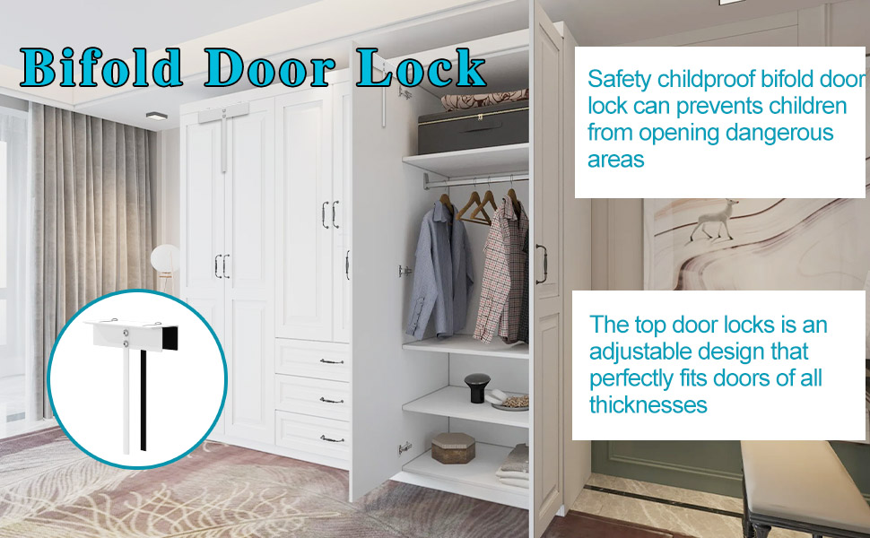 2 pack Metal Bifold Door Lock,Double Door Lock For Sliding