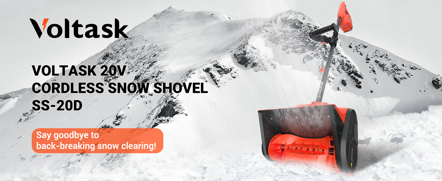 VOLTASK Cordless Snow Shovel, 20V 12Inch 4Ah