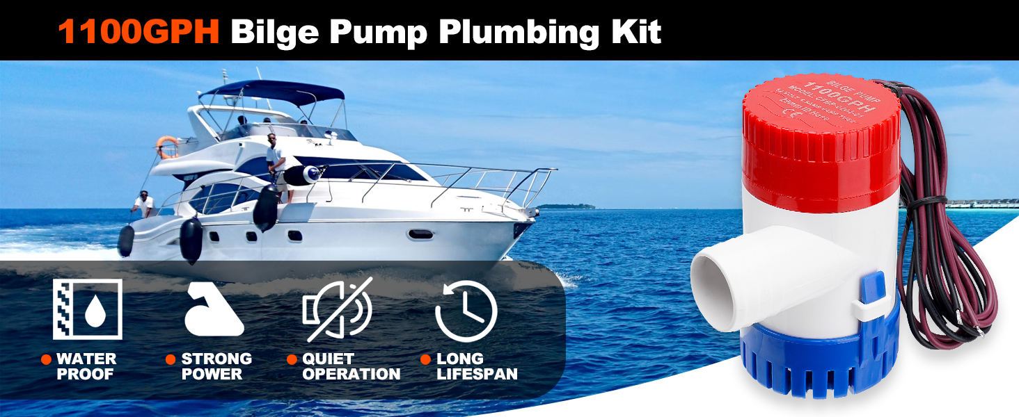 1100GPH Bilge Pump Plumbing Kit