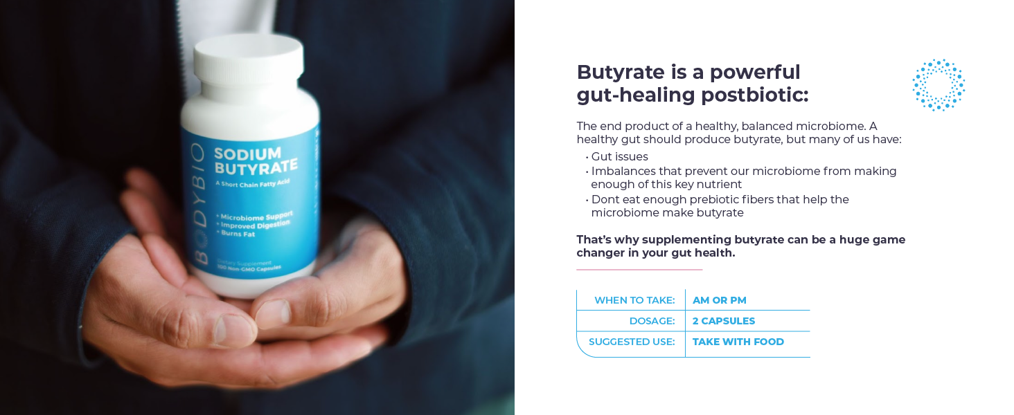 Bodybio Sodium Butyrate bloating gassy digestion indigestion constipation IBS gut health postbiotics