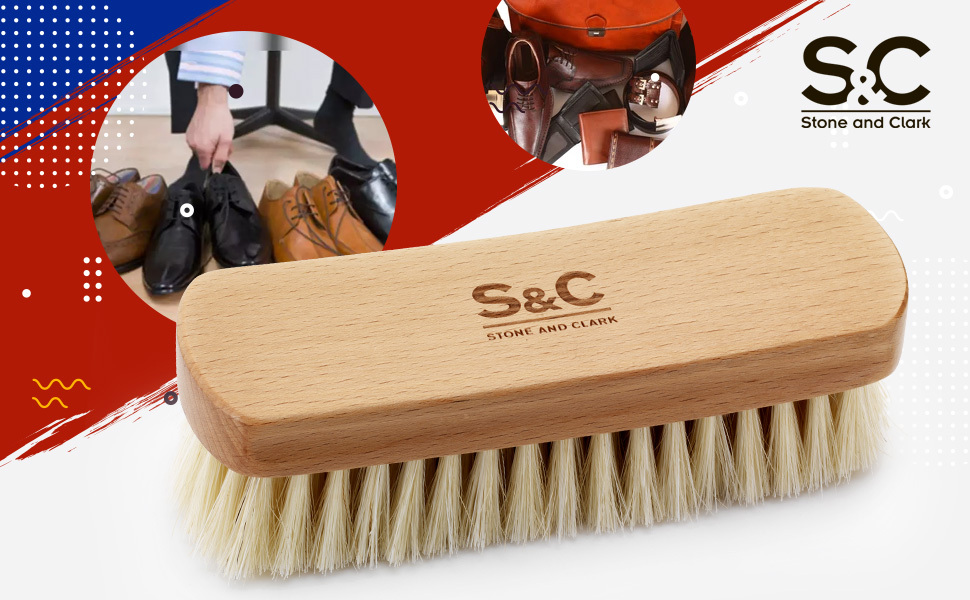 beige horse hair brush for polishing leather shoes goods
