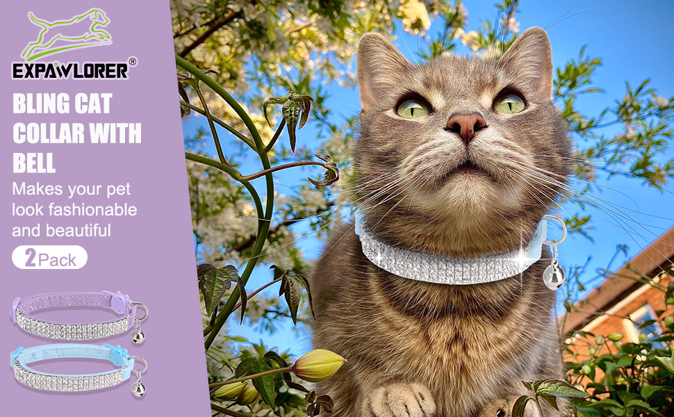 Pet Supplies EXPAWLORER Soft Velvet Safe Cat Collars for Girl Cats 2