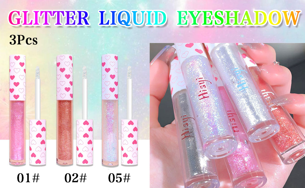 3 Pcs Liquid Glitter Eyeshadow Eyeliner