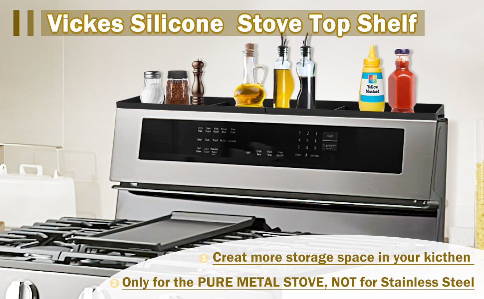Vickes Silicone Stove Top Shelf 30 Inch, Stove Shelf