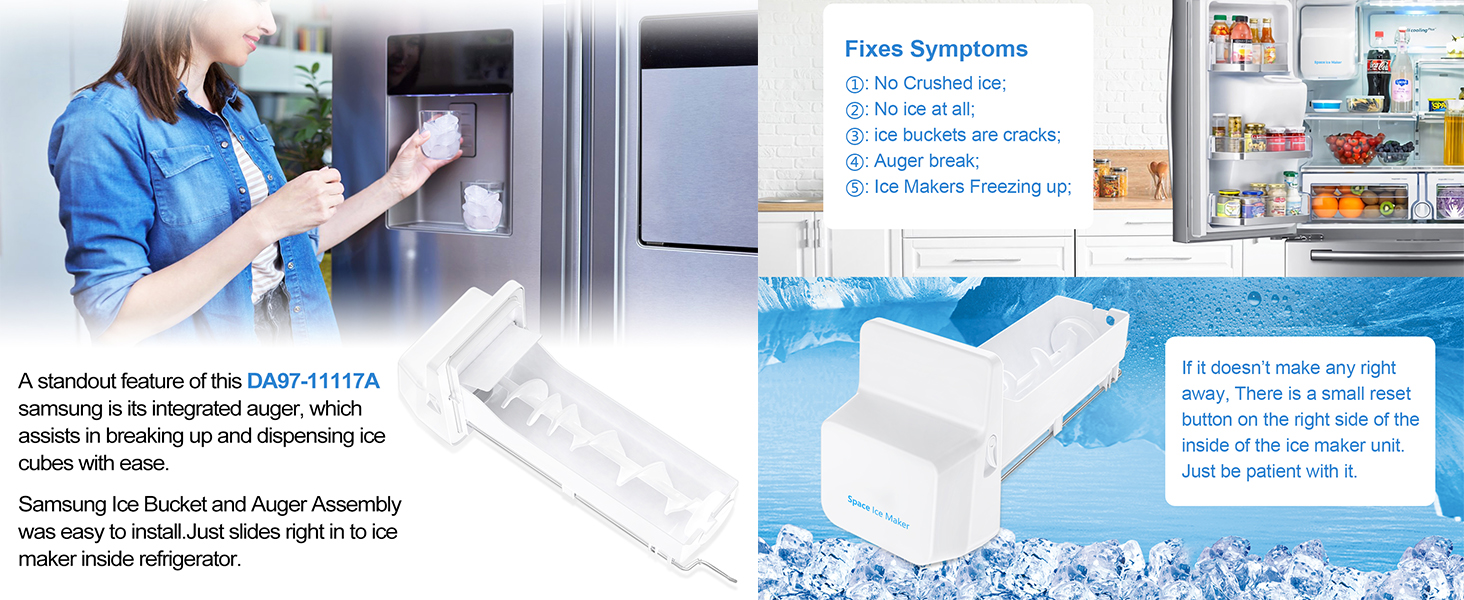Upgraded DA9711117A Refrigerator Ice Bin Compatible with Samsung Ice Bucket