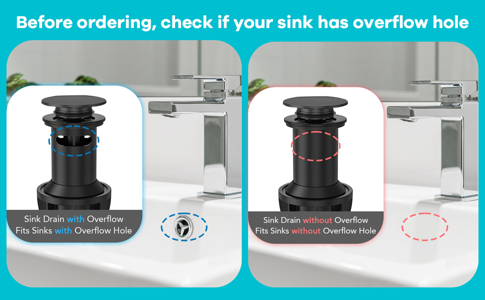 Bathroom Sink Drain with Overflow and Strainer, Bathroom Sink Stopper