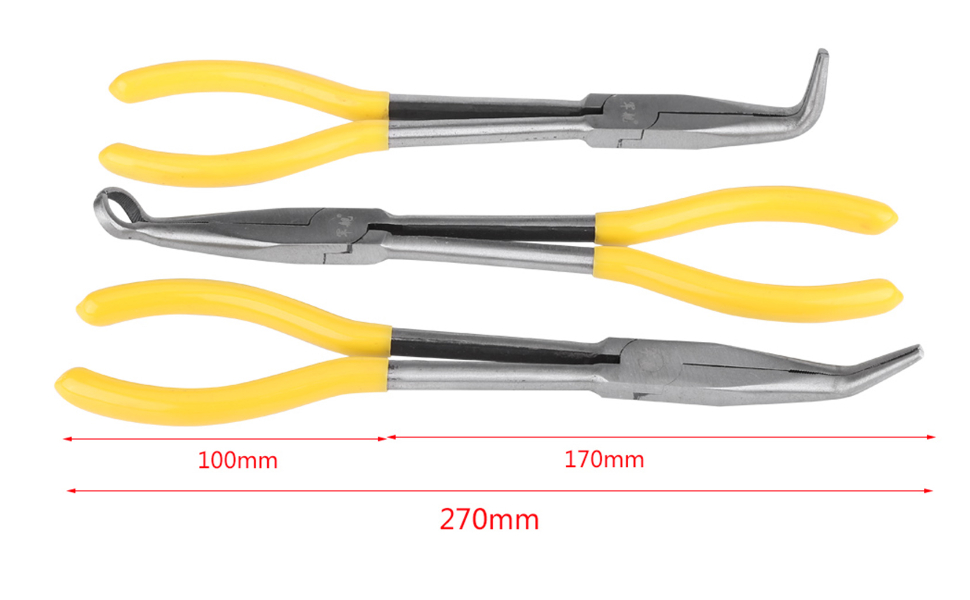 Curved Nose Long Pliers 270mm Extra Long Steel Pliers 45/90 Degree Bent