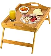 Home-It Bed Table Tray with Folding Legs - Breakfast Tray Bamboo Bed Tray for Sofa, Bed, Eating, ...