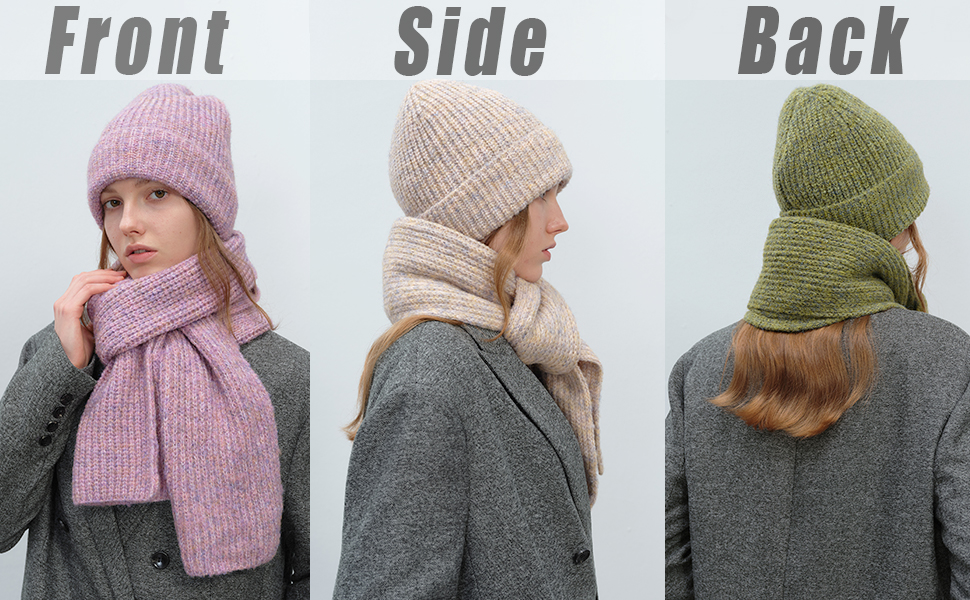 Winter Beanie Hat Scarf Set for Womens Men