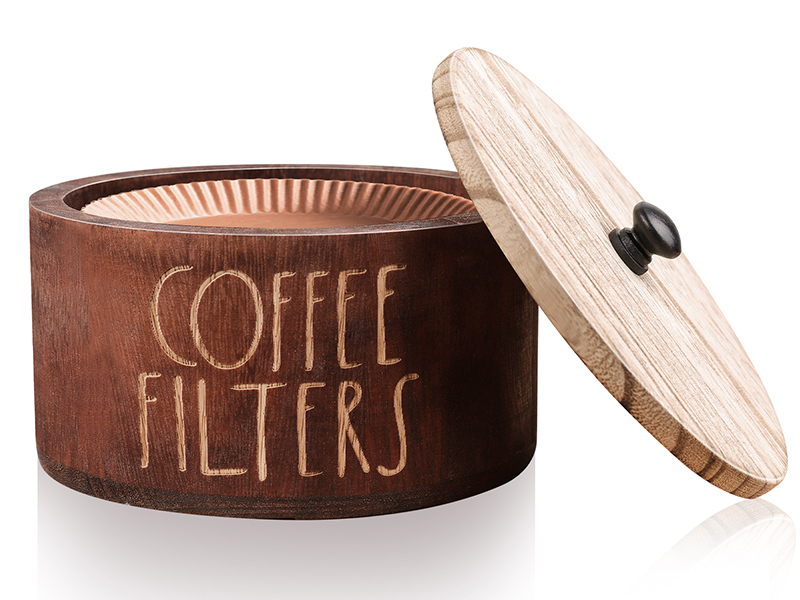 MINCORD Brown Coffee Filter Holder, Rustic Wood Coffee