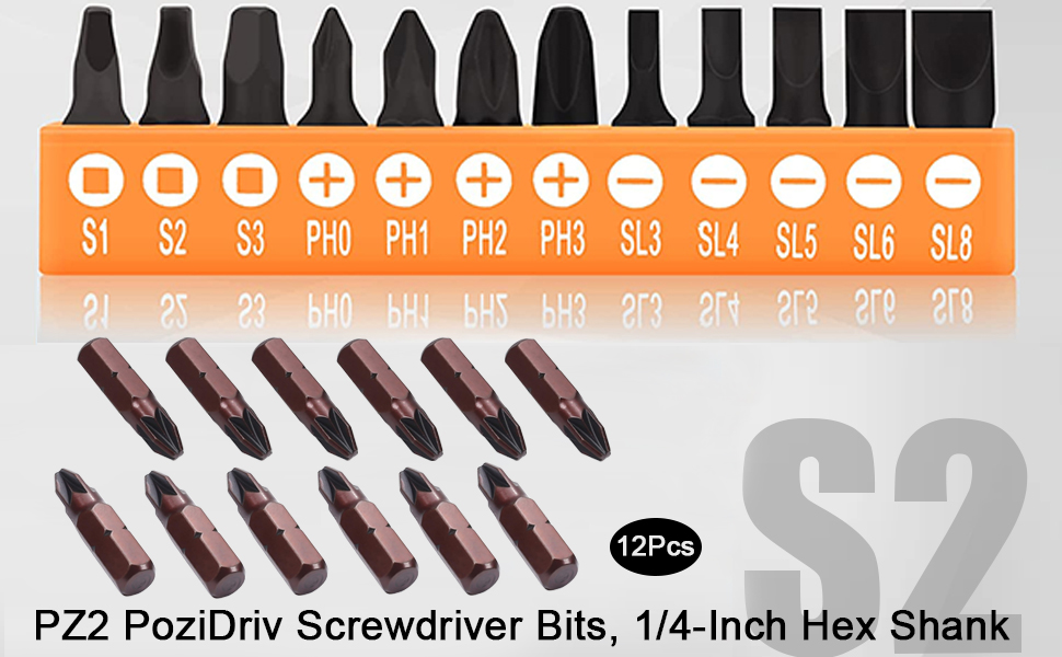 Utoolmart Magnetic Pozidriv Screwdriver Bits, 1/4 Inch Hex